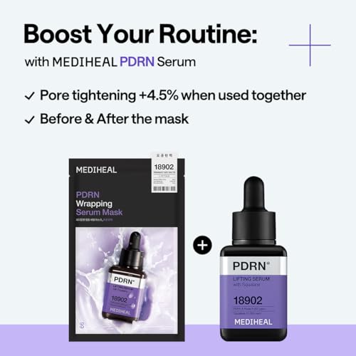 Image of MEDIHEAL Wrapping Serum Mask [PDRN] Lifting - Intensive Pore & Elasticity Care with 99% Low-Molecular PDRN & Squalane - Helps Improve Pore Tightness & 3D Skin Lifting - 'Glass Skin' Finish (10 Sheets)