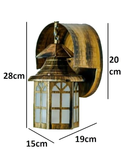 Image of GreyWings Copper Antique Wall Light for Home Iron & Glass Vintage Lantern Wall Lamp with Decorative Wall Light (Bulb is not Included) Pack of 3
