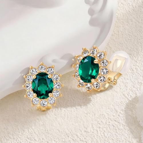 EVEVIC Oval Austrian Crystal Halo Clip On Earrings for Women by EVEVIC - Used condition - Image 3