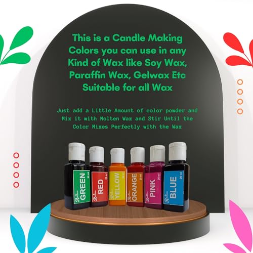 Color for Candle Making Wax Dye Pigment Set of 6 Colors, 20 ML Each Candle Pigment Liquid Colors and Candle Making Dyes for All Types of Candle Wax