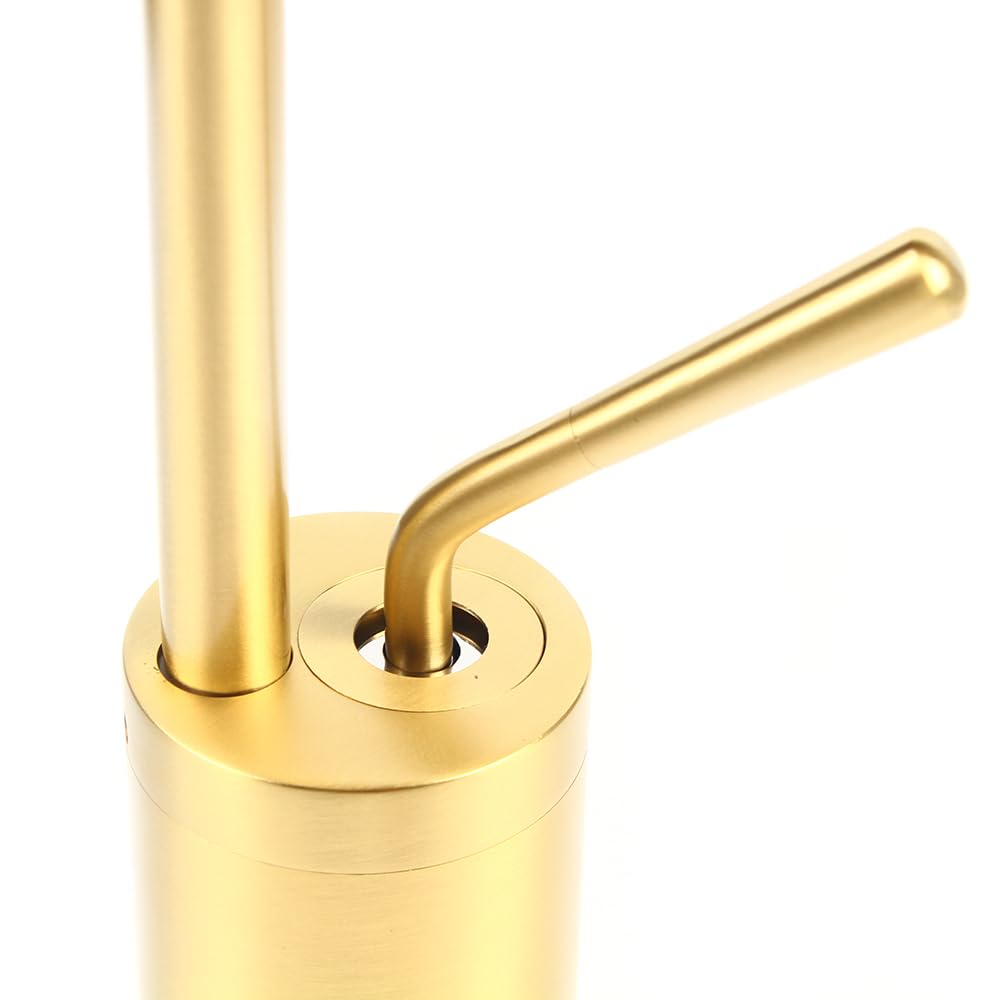 Grifo alto dorado para lavabo de baño, monomando de diseño dorado, con caño giratorio 360°, grifo, grifo mezclador para lavabo, cepillado
