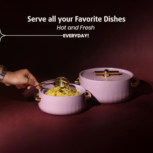 Image of SELVEL Elegance Casserole | Advanced PU Insulation | Elegant Design Hot Pot | Hot Case Keeps Food Hot & Fresh for Hours | Serve Chapati, roti, Biryani and More (Royal Purple, Set Of 2 (1200 Ml & 700 Ml))