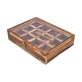 JenyunTech 12 Compartments Wooden Spice Box Pine Wood Masala Dabba Container with Spoon Multipurpose Kitchen Storage Organizer for Spices Dry Fruits Each Partition Table Top Decorative Rack
