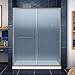 DreamLine Infinity-Z 34 in. D x 60 in. W x 74 3/4 in. H Frosted Sliding Shower Door in Brushed Nickel and Left Drain White Base, DL-6972L-04FR
