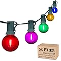 G40 LED Christmas Globe String Lights 50FT Shatterproof Colorful Light Strings with 27 LED Clear Multicolor Bulbs(2 Spare), Connectable Hanging Outdoor String Lights for Patio Balcony Roofline