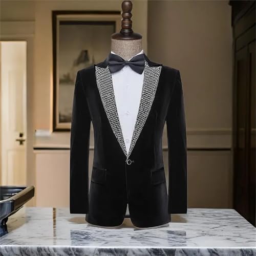 Men's Black Prom Blazer Slim Fit 1 Piece Smoking Suit Jacket Lapel Business Casual Suits Coats2