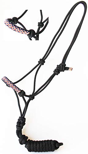 Nylon Horse Braided Rope Halter Beaded Noseband Lead Rope 606RT06