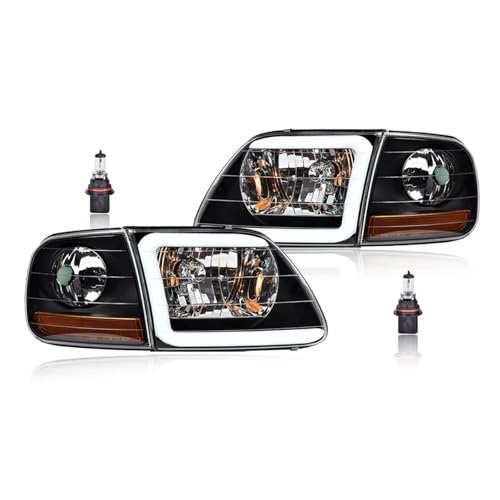 Ropaix - Feux Circulation Diurne Pour Ford pour F 150 pour l'expédition 1997 2002 lentille noir logement conducteur/passager LED phares assemblage Feux Avants Auto