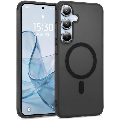 Image of DIZORO Matte Case for Samsung Galaxy A15 Compatible with MagSafe, Camera Lens Full Protection, Shockproof Translucent Frosted TPU Soft Phone Cover, Anti-Fingerprint-Black
