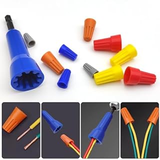 AFUNTA 2 PCS Wire Twisters Tool for Drill, Wire Connectors Wire Nut Twisters Wire Twisting Connector Socket with 50 PCS Insulating Wire Caps