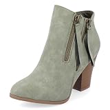 JC Journee Collection Women's Vally Inside Zip Stacked Heel Booties - Size: 8 - Olive