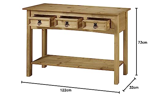 Mercers Furniture Corona 3 Drawer Console Table, Wood, Antique Wax, 122 x 32 x 73 cm