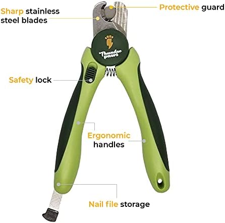 Thunderpaws Professional-Grade Dog Nail Clippers with Protective Guard and Safety Lock (Medium to Large Breeds, Green)