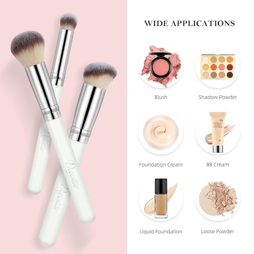 Makeup Brushes Set 3PCS, Foundation Brushes for Liquid Make up, Professional Kabuki Foundation Concealer Blush Bronzer Brushes for Blending Liquid Cream Flawless Powder