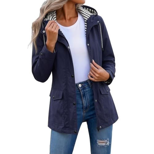 Cortavientos impermeable mujer transpirable de color sólido informal 4