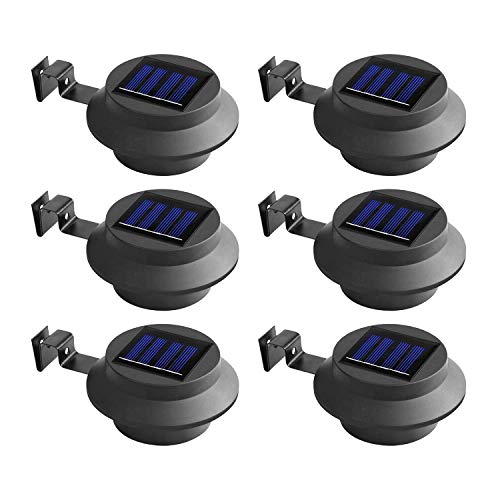 Solalite Solar Gutter Light Outdoor Solar Security Lights Superbright with Panel Black Shell Fence Wall Lamp Garden Wall Lobby Pathway Lamp (Black, 6 Pack)