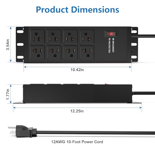 FENJIKRONIX Heavy Duty Power Strip 20 Amp, 12 Gauge Surge Protector, 10FT by FENJIKRONIX - Used condition - Image 7