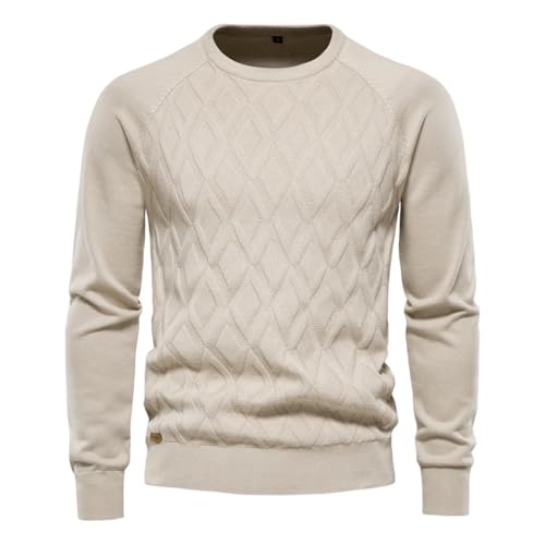 Men Argyle Basic Sweaters Solid Color O-Neck Long Sleeve Knitted Pullover Winter Warm Sweaters