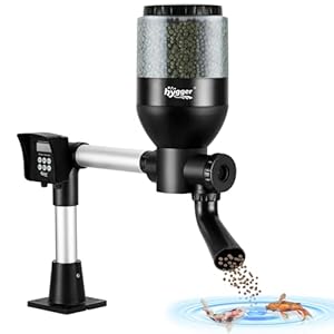 hygger Automatic Fish Feeder,Large Programmable Pond Auto Fish Feeder with LCD Display Controller,5.5 Liters Capacity Outdoor Automatic Fish Feeder Pond Koi Fish Tank Feeder for Weekend Holiday
