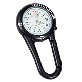 iplusmile Clip-On Quarzuhr Rucksack Taschenanhänger Gürtel Uhr im Dunkeln Leuchten Unisex Taschenuhr mit Weißem Zifferblatt für Ärzte Krankenschwestern Outdoor-Aktivitäten