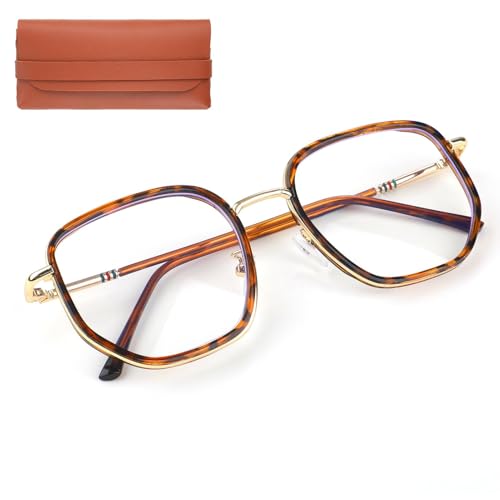 Aihoom Lunettes à Imprimé Léopard Avec Sac, Lunettes Anti-Lumière Bleue pour Femme, Protection Contre la Lumière Bleue, Idéales pour Gaming et Lecture