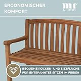 MR. DEKO® Lancaster ławka ogrodowa z drewna tekowego, 2-osobowa, 120x57x94 cm, z wysuwanym stolikiem bocznym, obrotowa, składana, odporna na warunki atmosferyczne, meble ogrodowe teak, lite drewno