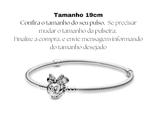 Linda Pulseira Mine Com Cristais de Zircônia - Cabe todas as Berloques de prata 925 - Modelo Pulseir