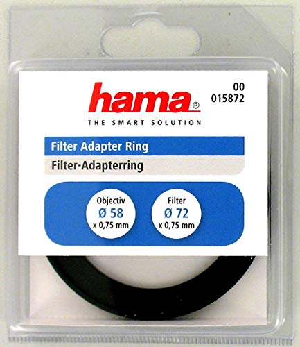 Hama Filter-Adapterring, Von 58,0 mm Objektiv auf 72 mm Filter, Metall, Schwarz