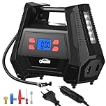 Oasser Luftkompressor Kompressor 12V 230V Kompressor für Autoreifen AC DC 2in1 Luftpumpe Auto Max. Luftdruck 150 PSI mit 22mm großer Zylinder Motor aus reinem Kupfer