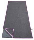 Ewedoos Yoga Towel with Anchor Fit Corners, 100% Microfiber Non Slip Yoga Towel, Super Soft, Sweat Absorbent, Ideal for Hot Yoga, Pilates and Workout (Purple Trim,72')