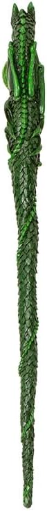 SUMMIT COLLECTION Gifts Decorative Earth Elemental Dragon Magic Wand Green Spiral Staff Handcrafted Fantasy Costume Accessory 13.75 H