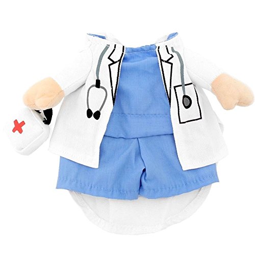 maxgoods Disfraz para mascotas, disfraz de enfermera de médico, divertido y lindo traje de ropa para perros y gatos, traje de traje para Halloween, Navidad, vacaciones, cosplay, jeans, ropa, uniforme.