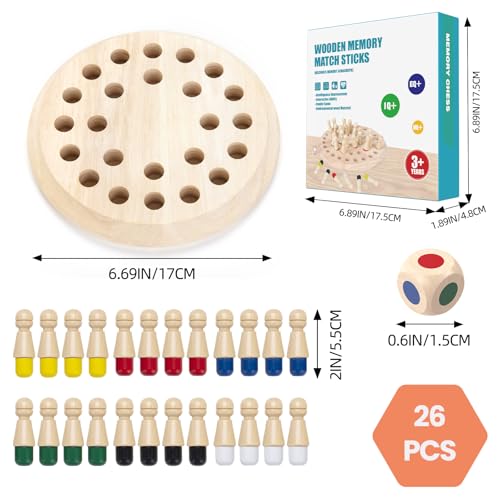 Juego de Mesa Memory Chess Matching de Madera para Familia miniatura 2