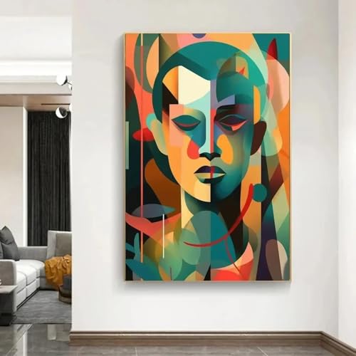 Tableau abstrait nordique pour habiller un grand mur vide de chambre