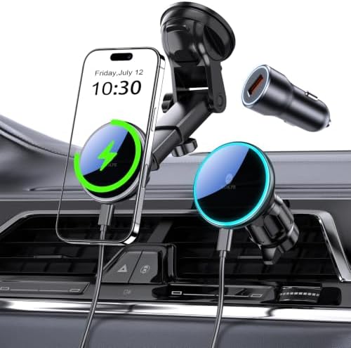 MOKPR 15W für Magsafe Handyhalterung Auto mit Ladefunktion | für Magsafe Autohalterung, Magnet Kabellose Handyhalterung Auto mit Ladefunktion für iPhone 18/17/16/15/14/13/12(Tiefsc