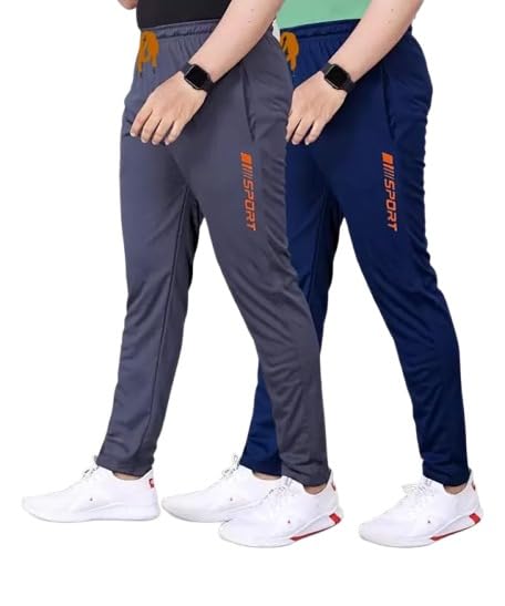 Track Pants for Men || Activewear Pants || Men’s Joggers Polyester with 2 Side Zipper Pockets Casual Trousers Stretchable (Sports | Gym | Yoga) (New Orange Sport)(Pack of 2)-image-17