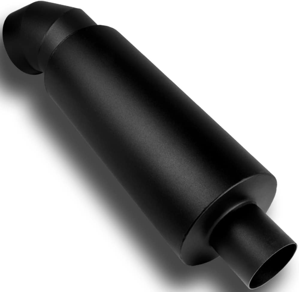 Q1-TECH, Universal 2.5" Inlet 4" Outlet Exhaust Tip Muffler Black Stainless Steel Universal 19" Length, Cutter Knife Burnt Tip, Weld On, Exhaust Muffler