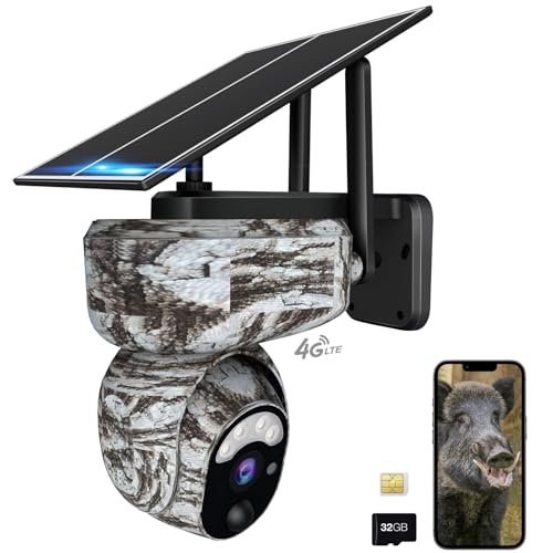 Vyze-Link Cellular Trail Camera, Solar Game Cameras, 4G APP Live View Deer Camera with Night Vision Motion Activated Waterproof, IP66, Rotatable Wildlife Camera with Sim Card - Vyze-Link