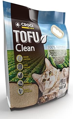 Croci Tofu Clean Litter 10 l – klumpende Katzenstreu, biologisch abbaubar, spült in der Toilette, 100 % pflanzlich, langlebiger geruchshemmender Sand