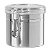 Oggi 5302.0 Stainless Steel Canister with Clear Acrylic Lid and Locking Clamp, 36-Ounce, Silver