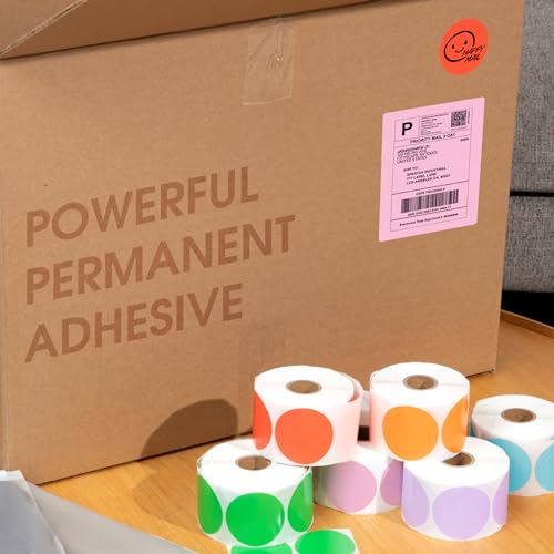 Spartan Industrial 2.25\" X 1.25\" Direct Thermal Labels 5 Colors | Perforated Barcode Address Stickers - Compatible with Rollo & Zebra Desktop Printers - 5 Rolls, 1000/Roll