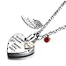 PREKIAR Heart Cremation Urn Necklace for Ashes Angel Wing Jewelry Memorial Pendant and 12 PCS Birthstones No Longer by My Side But Forever in My Heart (Papa)