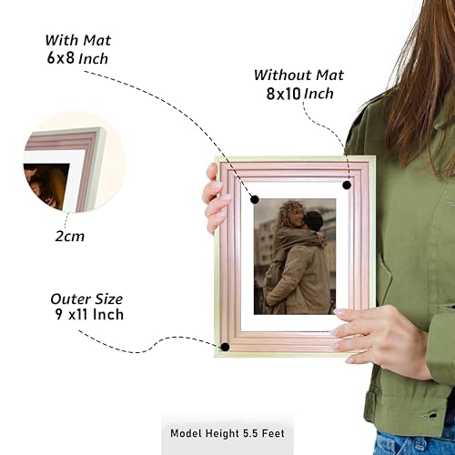 Image of Art Street Luxury Photo Frame for living room, Modern Step Design Photo Frames for Photograph, Art Work, Kids Room Set of 9 (8x10 Inch, Pink)