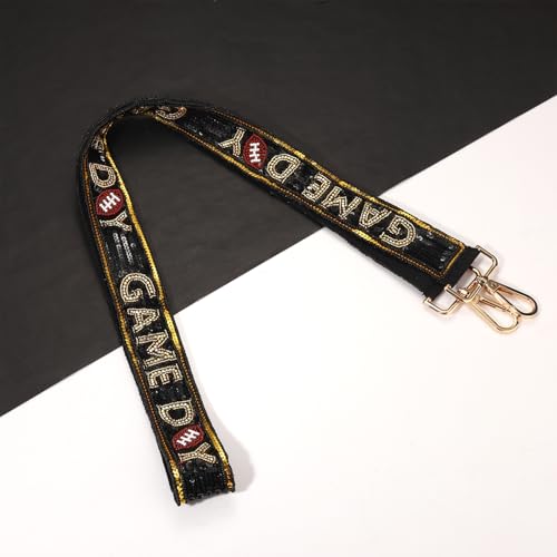 Image of YAHPERN Beaded Purse Straps Game Day Purse Strap Replacement Sequin Crossbody Football Purse Strap for Stadium Clear Bag