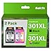 Price comparison product image Salols 301 Ink Cartridges Combo Pack 301 XL Black and Colour Replacement for HP 301XL Ink Cartridges Multipack for HP Envy 5530 5532 4500 4502 DeskJet 2540 3050a 2542 1510 OfficeJet 2620 2622,2-Pack