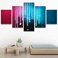 SIGNWIN 5 Panel Canvas Wall Art Building Lights for Home Decorations Ready to Hang - 60