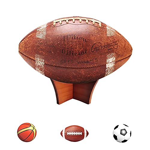 LuxRound Ball Stand Ball Display Rack Stand Holder for Football, Basketball, Volleyball, Soccer, Made of Solid Wood, 2pcs for Trophy Autograph