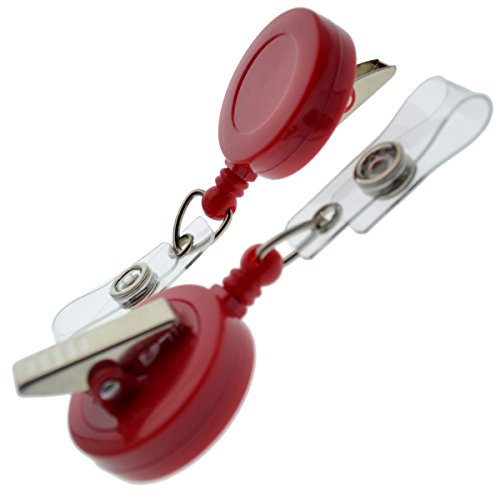 15 Pack - Premium Retractable Id Badge Reels With Alligator Clip - Solid Color Blanks With Nylon Key Pull String For Nurse, Diy Crafts By Specialist Id (Red) #TOP2
