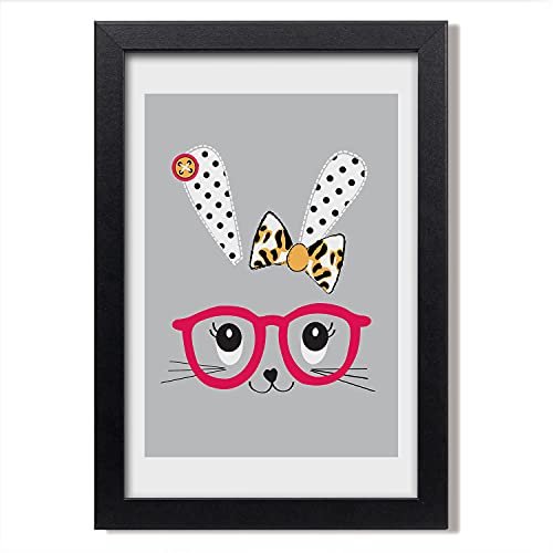 Cadre photo 20x30 cm Lapin aux lunettes pour décorer le salon moderne