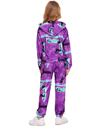 Hopeac Girls Hoodies & Jogger Sweatpant Sets Tie Dye Long Sleeve Outfits Cotton Sweat Suits Athletic Sweatshirt Tracksuit With Pockets #TOP3